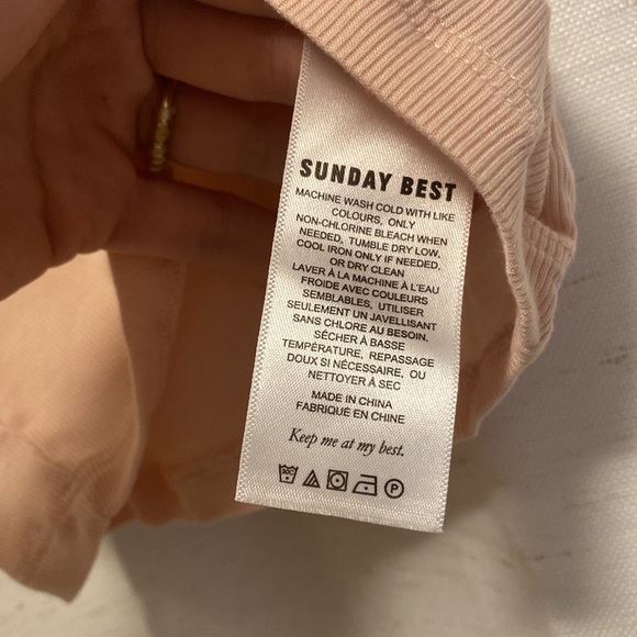 SUNDAY BEST Pink Crop Racer-Back Ribbed Tank S - Picture 5 of 5